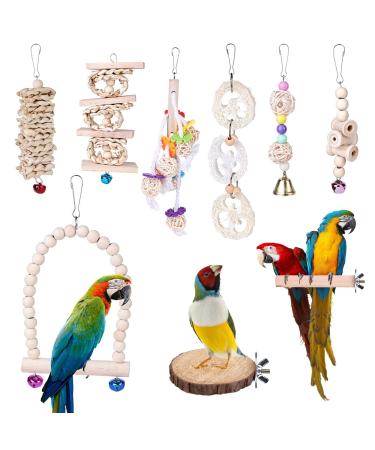 Bird toys - parrot toys 9 pieces of bird cage swing toys cake stuff birds bird cage accessories wooden platform platform for budgies aras finches nymphensittiche