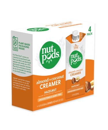 nutpods Hazelnut (4-Pack) Unsweetened Dairy-Free Creamer Made from Almonds and Coconuts Whole30 Gluten Free Non-GMO Vegan Kosher