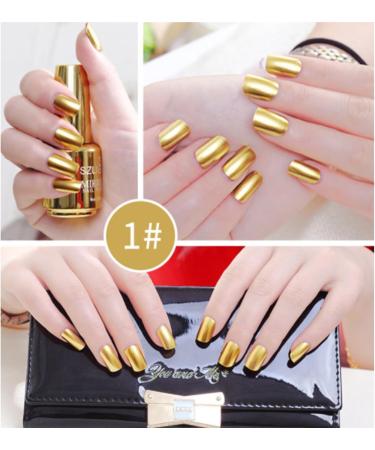 Mirror Nail Polish Metal Nail Varnish 6 Colors Chrome Nail Polish Set Metallic Mirror Effect Quick Drying Long Lasting Gold Silver Champagne Red Colorful Women Gift No UV - Buy Online on SooperMarket.com