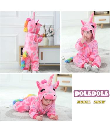 Doladola Baby Flannel Unicorn Hooded Romper | Toddler Jumpsuit 18-24 Months - Buy Online on SooperMarket.com