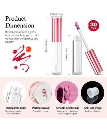 30 Pcs Clear Lip Gloss Tube Containers Bulk with Rubber Insert - 10ml Empty Pink Lip Oil Tubes for DIY Makeup and Homemade Lip Balm - Buy Online on SooperMarket.com