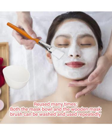 Facemask Mixing Tool Set Wooden Brush Set Reusable Silicone Face Mask Bowl Multifunctional Adjustable Thickness Ideal for Oils and Moisturizers - Buy Online on SooperMarket.com