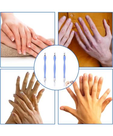 3-Piece V-Shaped Cuticle Trimmer & Pusher Set for Nail Care - Blue - Buy Online on SooperMarket.com