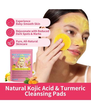Turmeric Face Scrub Cleansing Pads - Deep Clean Exfoliating & Tone Balancing - 40 Pcs Pink for Glowing Skin - Buy Online on SooperMarket.com