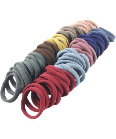 50-Pack No Damage Silicone Hair Ties | Soft & Stretchy Large Rubber Bands for Thick Curly Hair | Cute Ponytail Holders in Dark Colors - Buy Online on SooperMarket.com