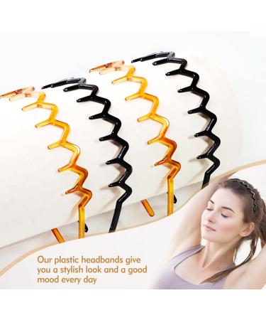 Ruzister 4 Pieces Zigzag Headbands Classic 90s Plastic Headband with Teeth Wavy Comb Headband for Women and Men Shark Tooth Headband - Buy Online on SooperMarket.com