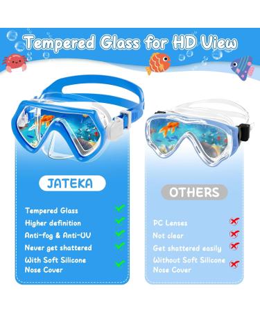 Buy Children's Diving Goggles - 180 Snorkel Mask with Nose Protection & Earplugs for 4-12 Years - Blue - Buy Online on SooperMarket.com