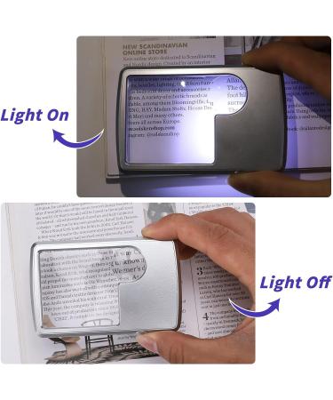 Card Type Magnifying Glasses Credit Card Sized Magnifying Lenses Ideal Pocket Magnifier for Reading Magnifying Glass with LED Light and Leather Case - Buy Online on SooperMarket.com