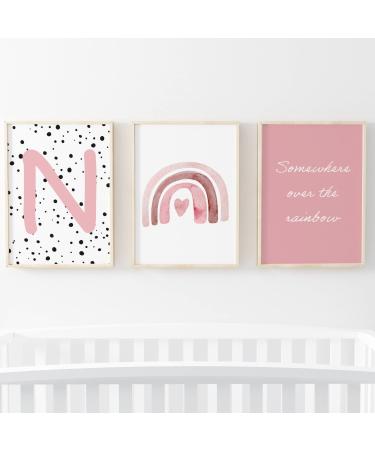 Pompom Prints Set of 3 Girls Bedroom Prints Rainbow Nursery Prints Scandi Boho Style Nursery Decor Playroom Prints Picture Frames not Included (8x10 Inch N) 8x10 Inch N