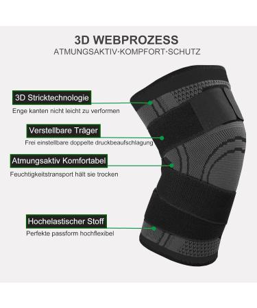 Sports Knee Support - Adjustable Straps Pain Relief for Men & Women 2-Piece Set for Meniscus Tear Arthritis Running & Climbing (Black M) - Buy Online on SooperMarket.com