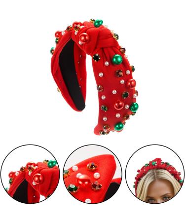 Bohue Rhinestone Pearl Knotted Headband Christmas Wide Headband Fashion Hair Bands Cross Knot Twisted Girl Hair Accessories for Christmas Party (Green) - Buy Online on SooperMarket.com