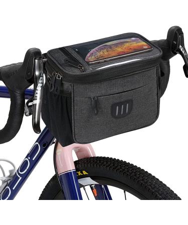 Flintronic 6l bicycle basket front bag waterproof bicycle basket pocket with Ouchscreen front bike pocket and removable shoulder strap for all cell phone a-black