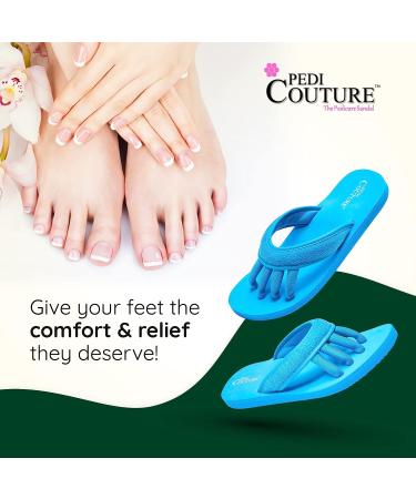 Pedi Couture Women's Pedicure Sandals - Turquoise Toe Separator Slippers - Buy Online on SooperMarket.com