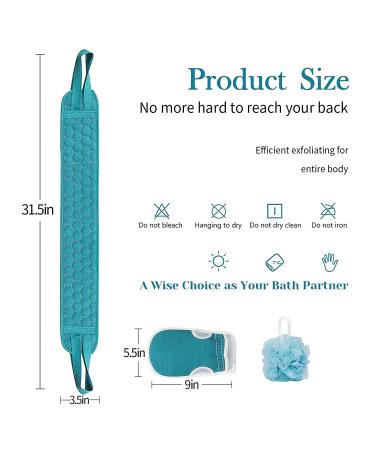 S&R PLKOP Exfoliating Back Scrubber, Glove & Loofah Set for Women - 3 Piece Green Bath Body Scrubber (31.5 * 3.7 inch) - Buy Online on SooperMarket.com