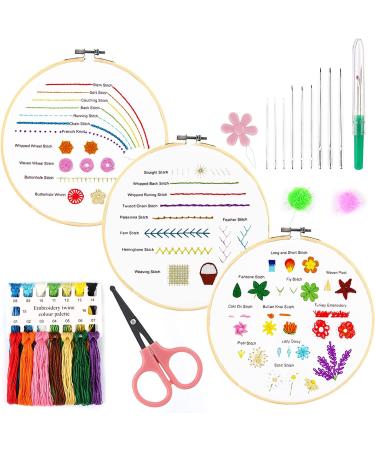 EFOBO Beginners Embroidery Stitch Practice kit  3 Set Cross Stitch Kits to Learn 31 Different Stitches  Embroidery Kit  Easy to Follow with Instructions  Gifts for Adult Craft Lover Kid
