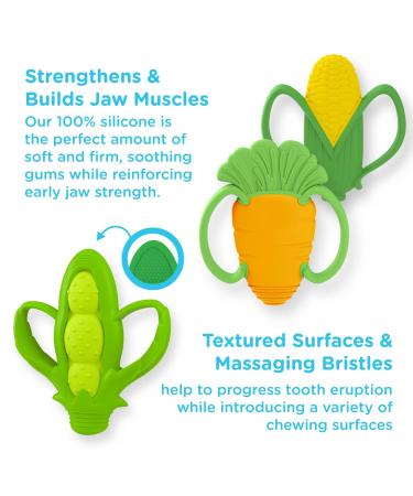 Nuby 2 Handle Silicone Fruit and Veggie Teether - 3+ Months | Corn Yellow - Buy Online on SooperMarket.com