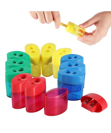 KIDMEN 2 Holes Pencil Sharpener Pencil Sharpener for Kids Pencil Sharpener Handheld-12 PACK