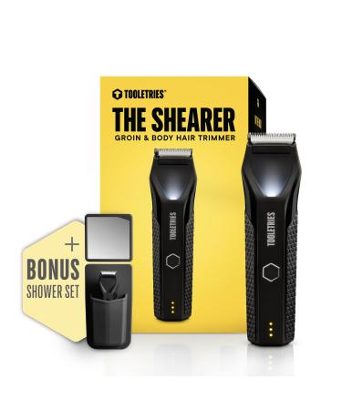 Tooletries The Shearer - Electric Groin & Body Hair Trimmer Replaceable Skin ProTech Ceramic Blade Heads Waterproof Wet/Dry Clippers USB-C Rechargeable Men s Hygiene Ball Shaver