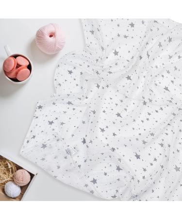 Miracle Baby Muslin Swaddle Blanket 115x150cm - Grey Stars - Cotton Summer Layer - For Boys and Girls - Buy Online on SooperMarket.com