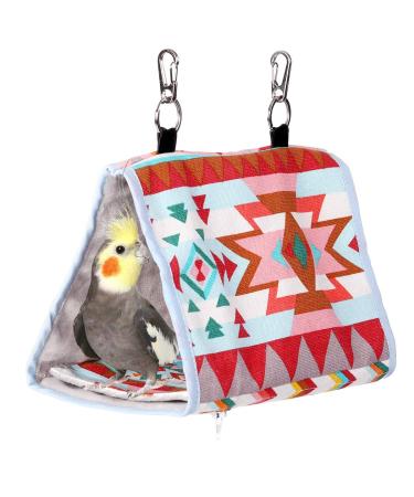 KINTOR Bird Nest Snuggle Hut,Parrot Habitat Cave Hanging Tent for Small Medium Parrots Budgies Eclectus Parakeet Cockatiels Lovebird African Grey Pink Ethnic S-8.2x4.7x2.5inch