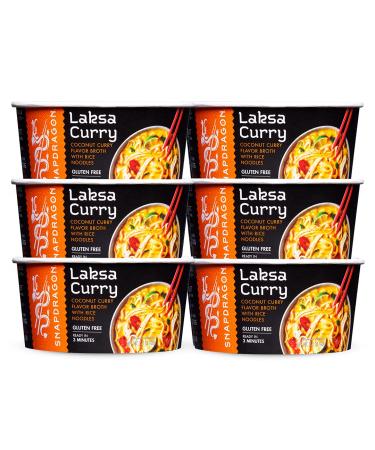 Snapdragon Singapore-Style Laksa Curry Instant Noodle Bowls | Coconut Curry Flavor with Rice Noodles | Gluten-Free | No MSG Added | 2.1 oz (6 Pack)