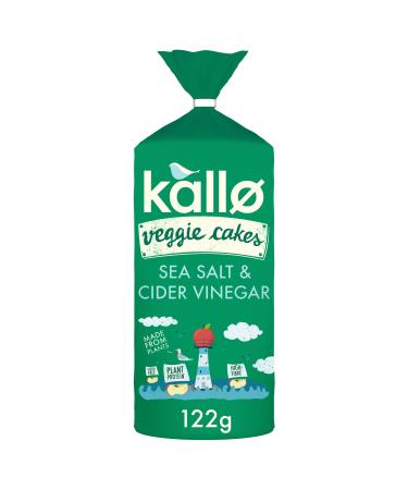 Kallo Salt & Vinegar Veggie Cakes Lentil & Pea Puffed Crackers Made From Plants Low Fat Healthy Snacks for Adults & Children Vegan Friendly Gluten Free Single Pack 1 x 122g Sea Salt & Cider Vinegar 122.00 g (Pack of 1)