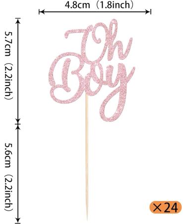 Rsstarxi 24 Pack Glitter Oh Boy Cupcake Toppers Celebrating Baby Boy Shower Cupcake Toothpicks Baby Shower Cake Decorations for Gender Reveal Boys Birthday Party Decorations Pink Style 2 Pink - Buy Online on SooperMarket.com