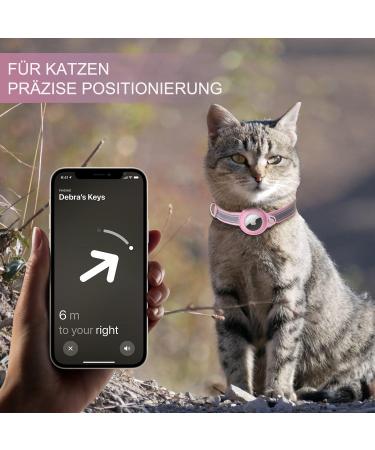 Premium Adjustable Leather Airtag Cat Collar - Reflective GPS Tracking Neck Band for Small Medium & Large Cats (XS Pink 19-26cm) - Anti-Lost Airtag Case - Buy Online on SooperMarket.com