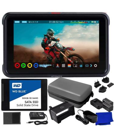 Atomos Ninja V 5" 4K HDMI Recording Monitor with WD Blue SSD(500GB) Essential Bundle  Includes: Atomos 5" Accessory Kit + Microfiber Cleaning Cloth