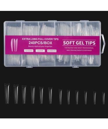 JSGHGDF 1 Box Full Cover Tips Clear Gel False s Press On s for Extension Manicure Salon trapeoidal nails