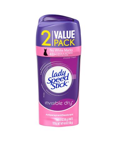 Lady Speed Stick Invisible Dry Antiperspirant Deodorant Shower Fresh 2.3oz Twin Pack