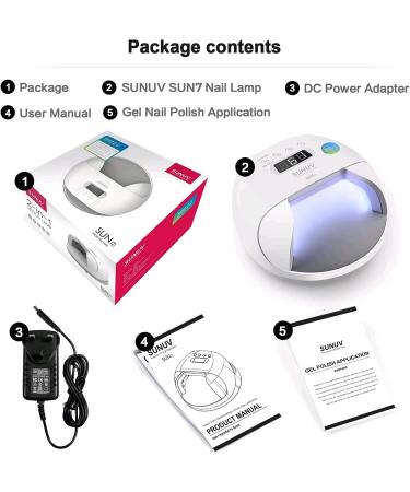 48W SUNUV UV Led Nail Lamp for Gel Nails | Double Power Design, 4 Timer Settings, LCD Display | Painless Curing, Over-Temperature Protection - SUN7 - Buy Online on SooperMarket.com