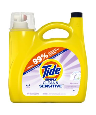 Tide Simply Clean & Sensitive Laundry Detergent Cool Cotton Scent 89 loads 117 fl oz