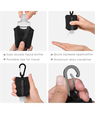 Jollsung Travel Size Hand Sanitizer Bottle Case Holder - 60ML/2 oz Flip Cap Reusable Bottles with Carabiner - Black - Buy Online on SooperMarket.com