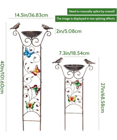 2-in-1 Bird Water Dispenser & Feeder with Garden Grilles - Metal Butterfly Design | Removable Retro Stand for Garden Decoration - Buy Online on SooperMarket.com