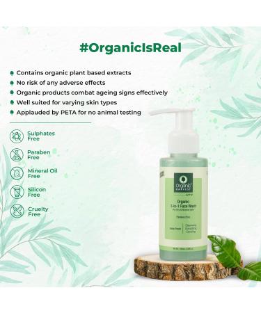 3-in-1 Organic Face Wash for Dry & Normal Skin | Daily Cleansing Scrubbing & Glowing | Paraben & Sulphate Free - 100 ml - Buy Online on SooperMarket.com