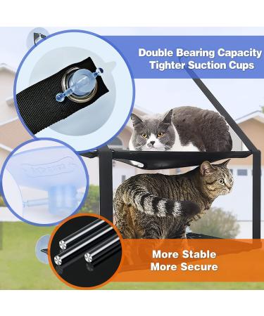 Cat Window Perch - Double Cat Hammock Seat for Large Cats | Durable & Safe Window Mounted Cat Bed | Space Saving Design | 6 Suction Cups | Suitable for Large & Small Cats - Buy Online on SooperMarket.com