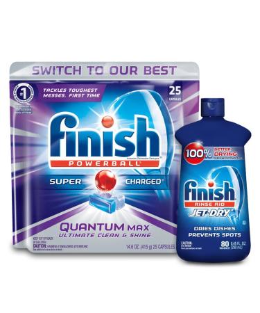 Finish Quantum 25ct + Finish Jet-Dry Rinse-Aid 8.45oz