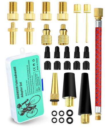 Baonuor bicycle valve adapter set French valve adapter bicycle air pump adapter for bicycle valve on autoventile sclaverand valve to Schrader Dunlop valve adapter