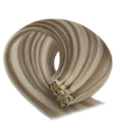 Shop Youngsee 55cm Light Brown Clip In Hair Extensions - Real Hair 120g 7PCs - Ideal Brown/Blonde Blend - Buy Online on SooperMarket.com