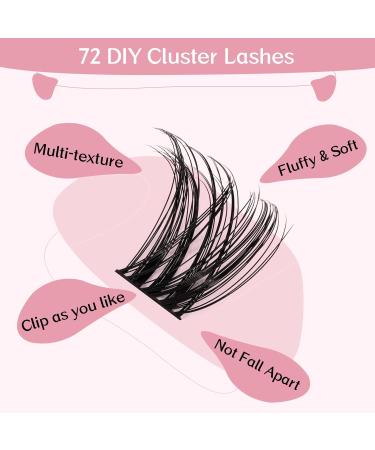 Cluster Lashes 72 Pcs Lash Clusters DIY Eyelash Extension Individual Cluster Eyelashes Tender Style Self-Application Fluffy Super Thin Band Reusable Soft & Comfortable(Tender-D-8-16mix) 8-16 mix Tender - Buy Online on SooperMarket.com