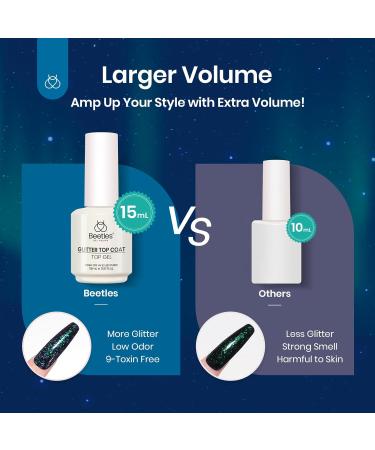 beetles Gel Polish 15ML Reflective Glitter Gel Polish No Wipe Top Coat Glitter Gel Polish Iridescent Glossy Shiny Gel Nail Polish Sparkle Soak Off UV Led Nail Manicure DIY Home Salon - Buy Online on SooperMarket.com