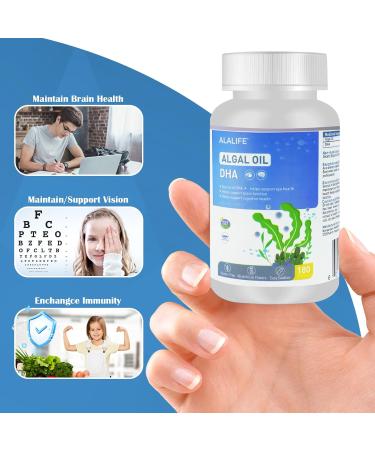 ALALIFE Algal Oil - 180 Capsules - 50% Purity Algal DHA Supplements - DHA Algal Oil Omega 3 Supplements - Beneficial to Brain and Optic Nerve Development - Non GMO - Buy Online on SooperMarket.com