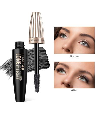 Mascara 4D Silk Fiber Waterproof: Black Volume and Length Smudge-Proof Mascara Thickening Lengthening Mascaras No Clumping Lasting All Day - Buy Online on SooperMarket.com