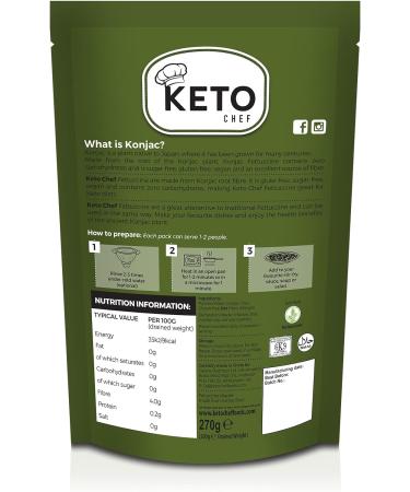 Keto Chef Konjac Fettuccine Pasta - Zero Sugar & Fat-Free Shirataki Noodles for Low-Calorie Healthy Diet | 270g Ready to Eat Pack - 1 Count - Buy Online on SooperMarket.com