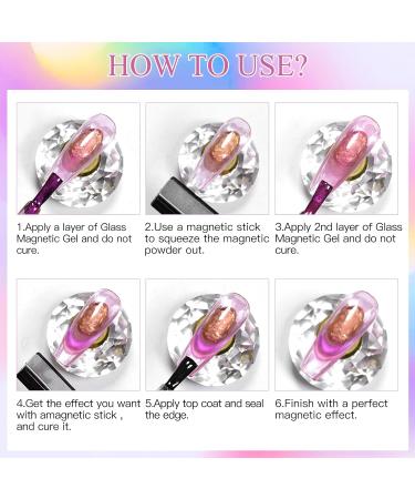 MEET ACROSS Glass Cat Eye Gel Polish Set - Colorful Magnetic UV Nail Polish for DIY Manicure | Soak Off Transparent Gel Kit - Buy Online on SooperMarket.com