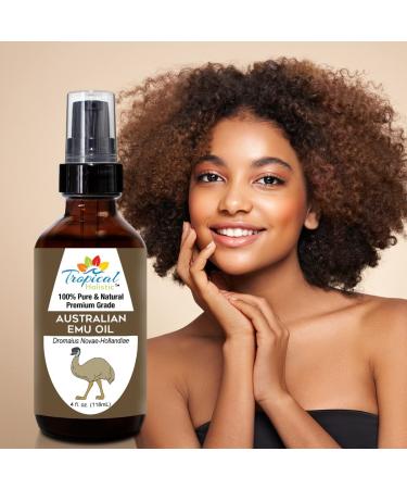 Tropical Holistic 100% Pure Australian Emu Oil 4 oz | Premium Grade Natural Moisturizer for Skin, Hair Growth, Scars, Joint Pain Relief - Buy Online on SooperMarket.com