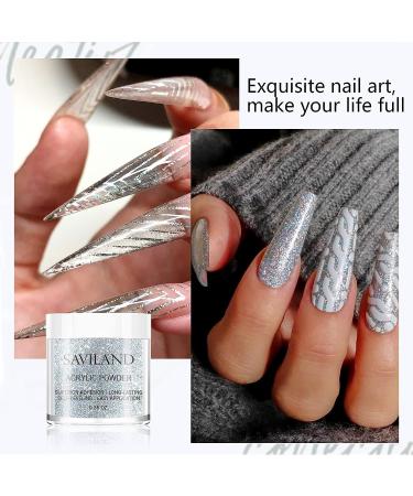 Saviland 10 Colors Acrylic Powder Set - Professional Polymer Colored Acrylic Nail Powder for Nail Extension - Glitter White Pink - No Nail Lamp Needed - Buy Online on SooperMarket.com