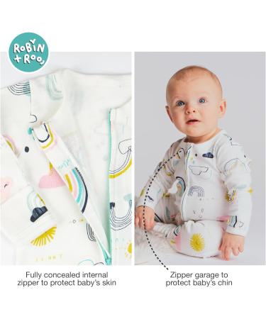 100% Cotton Two-Way Zipper Baby Sleepsuit Unisex Onesie Romper 6-12 Months Rainbow - Buy Online on SooperMarket.com
