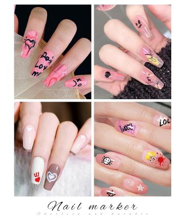 Kalolary 6 Color 3D Nail Art Pens Set - Nail Point Graffiti Dotting Pen for DIY Manicure Tools - Buy Online on SooperMarket.com